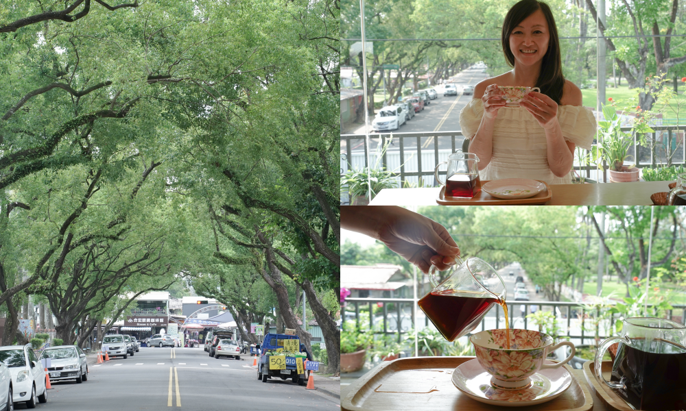合宏眼鏡咖啡館，南投中興新村第三市場旁的森林系景觀咖啡廳，在眼鏡行裡喝咖啡，看著綠色隧道超級療癒的 @瑪姬幸福過日子